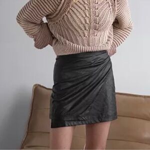 Free People Fake Out Faux Leather Black Mini Skirt Size 0